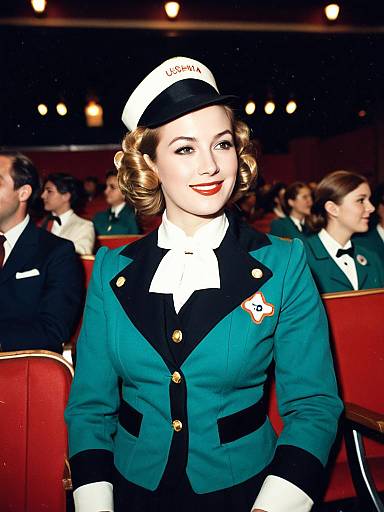 Vintage Cinema Usherette Costume Woman in Retro Cosplay Portrait
