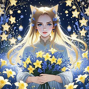 Ethereal Woman in Magical Garden