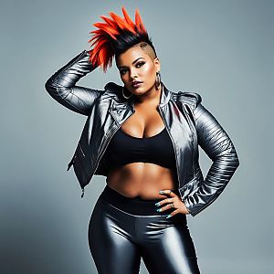 Confident Woman with Mohawk in Edgy Fashion