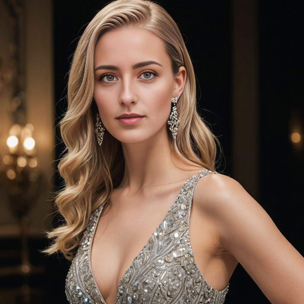 Elegant Woman in Silver Gown Elegant Woman in Silver Gown