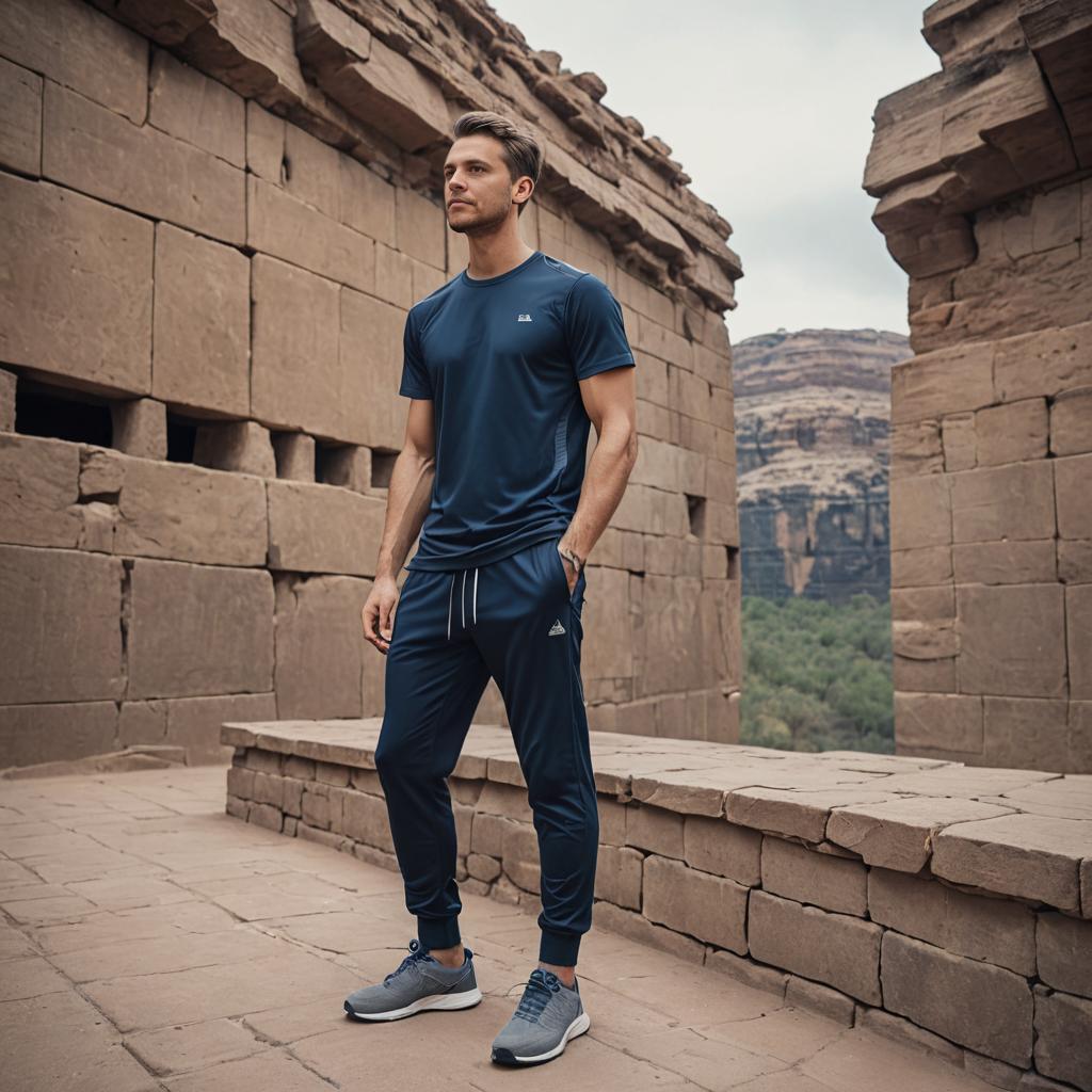 Confident Man in Athletic Attire with Natural Backdrop