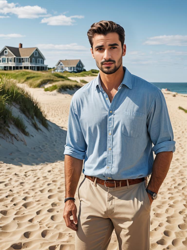 Stylish man on Martha's Vineyard beach