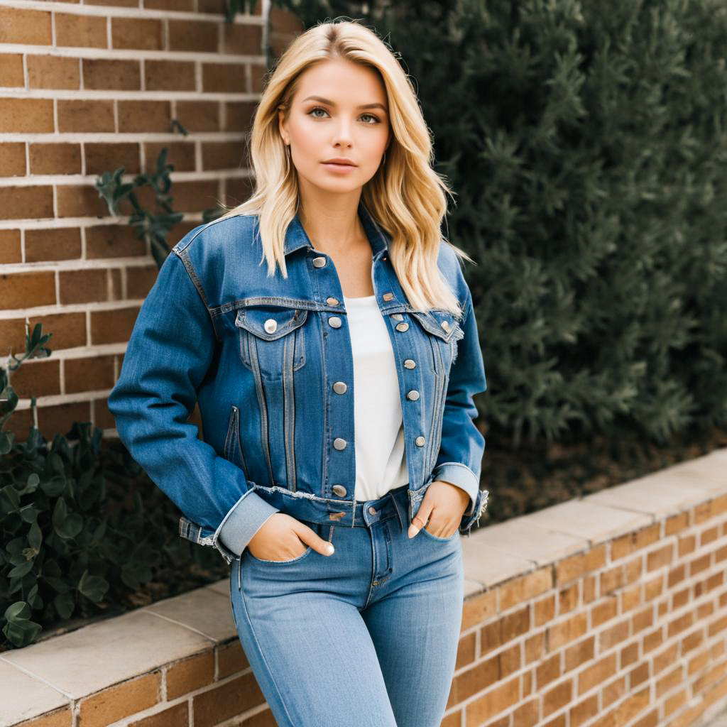 Stylish Young Woman in Denim Jacket