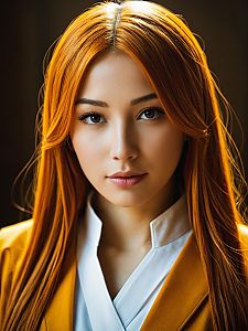 Realistic Cosplay of Orihime Inoue with Vibrant Orange Hair