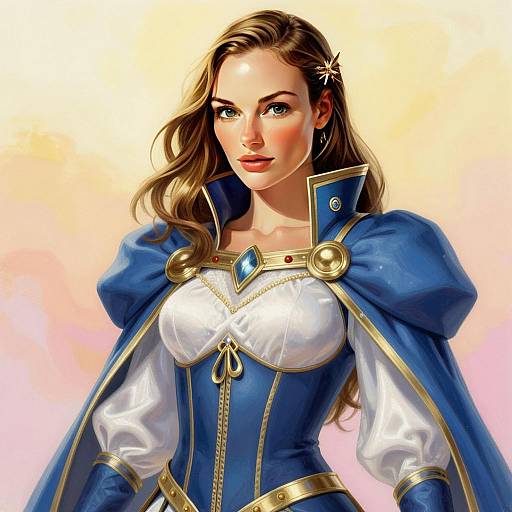 Fantasy Woman in Blue Royal Costume Digital Portrait