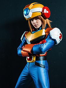 Realistic Axl Mega Man X Cosplay by Woman in Full Armor Costume