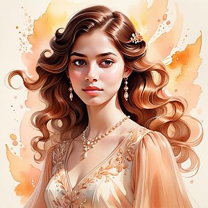 Elegant Portrait of a Young Woman in Peach Dress