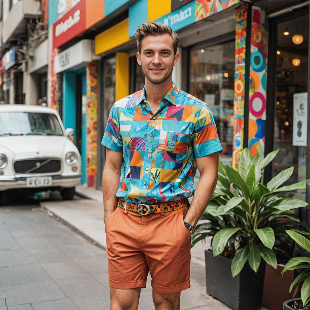 Stylish Man in Colorful Outfit on Urban Street