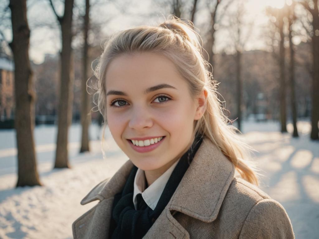 Bright Portrait of Young Woman in Lively Style