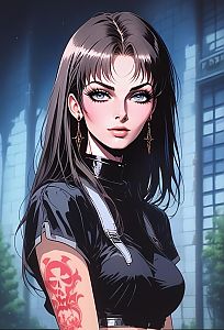 Striking Woman in Futuristic Outfit