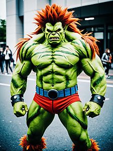 Realistic Blanka Cosplay Costume of Man from Street Fighter