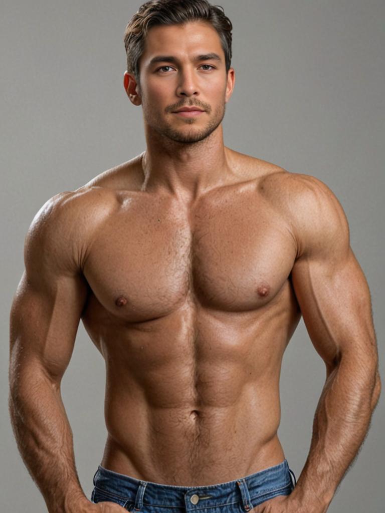 Muscular man posing