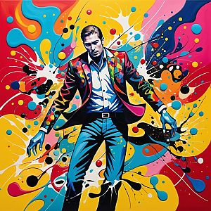 Stylish Man in Colorful Abstract Background