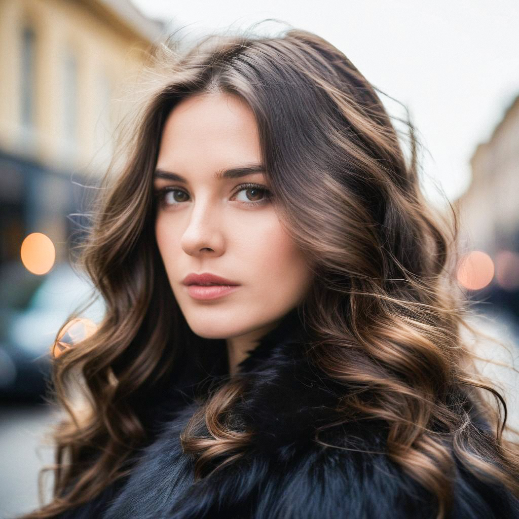 Close-up of Young Woman in Black Fur Coat Close-up of Young Woman in Black Fur Coat