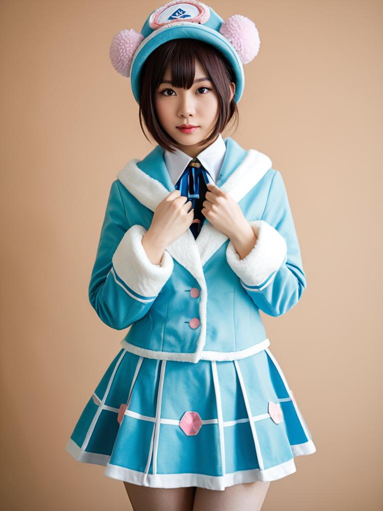 Sexy Cosplay Woman Wearing Mei Hatsume Costume Realistic Photo