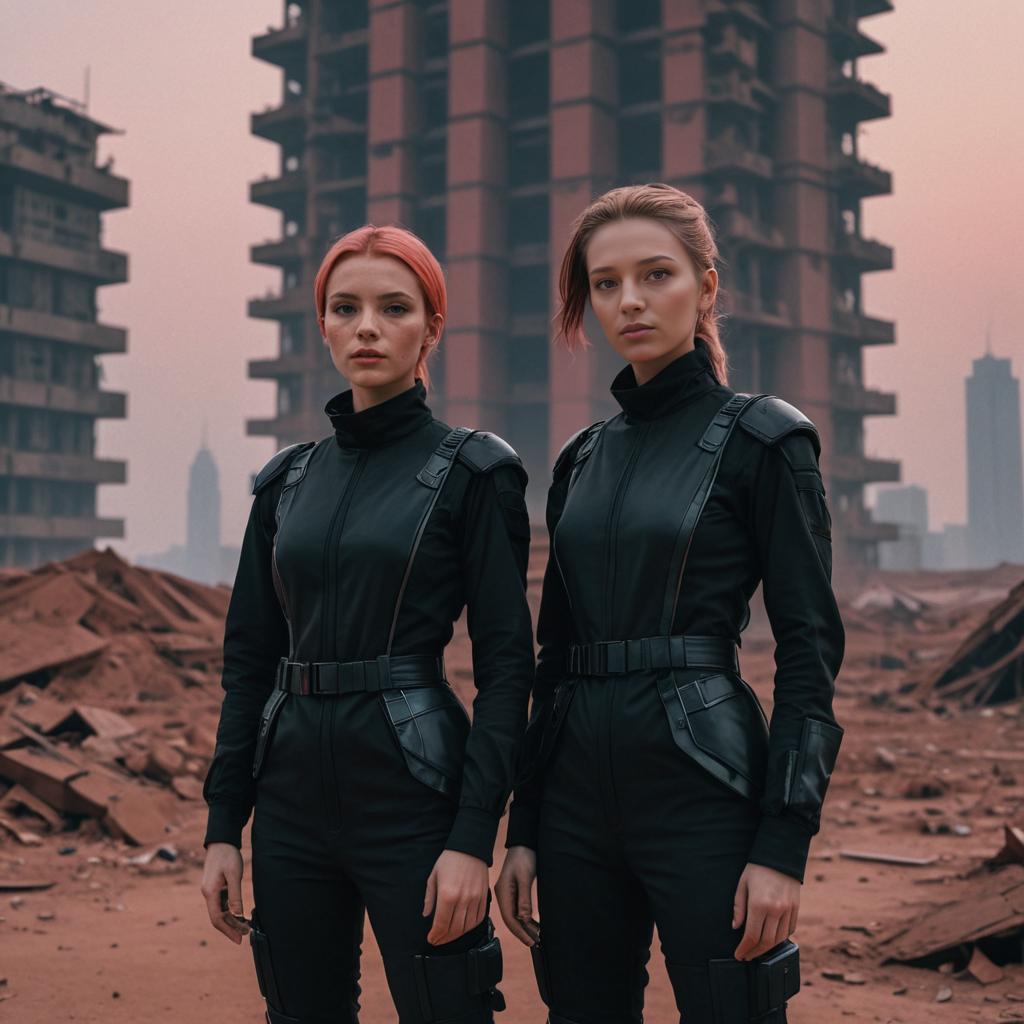 Futuristic Android Portrait in Dystopian Setting