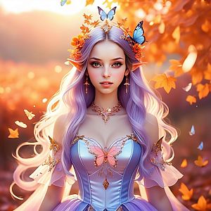 Fantasy Portrait of a Woman with Lavender Hair