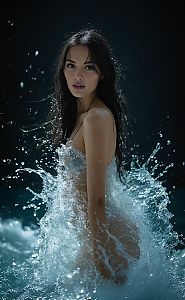 Dramatic Portrait of Woman with Water Splash Effect