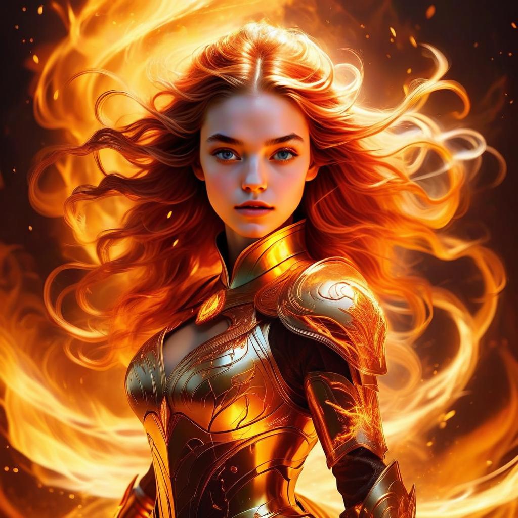 Fierce Woman Warrior in Golden Armor