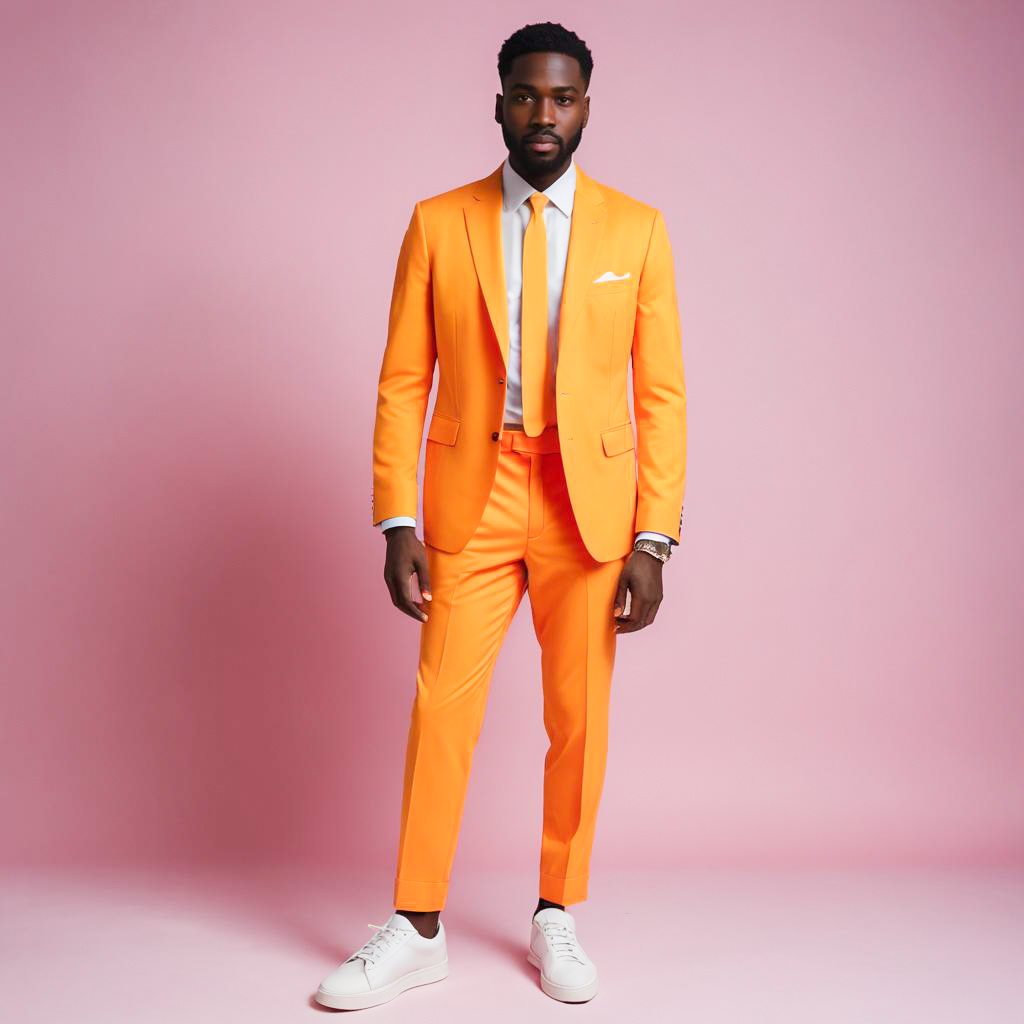 Man in Orange Suit with Sneakers