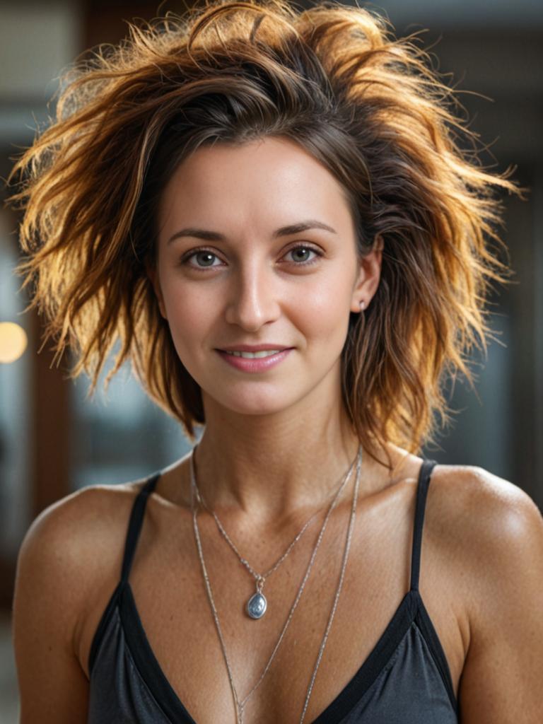 Casual woman with wavy hair