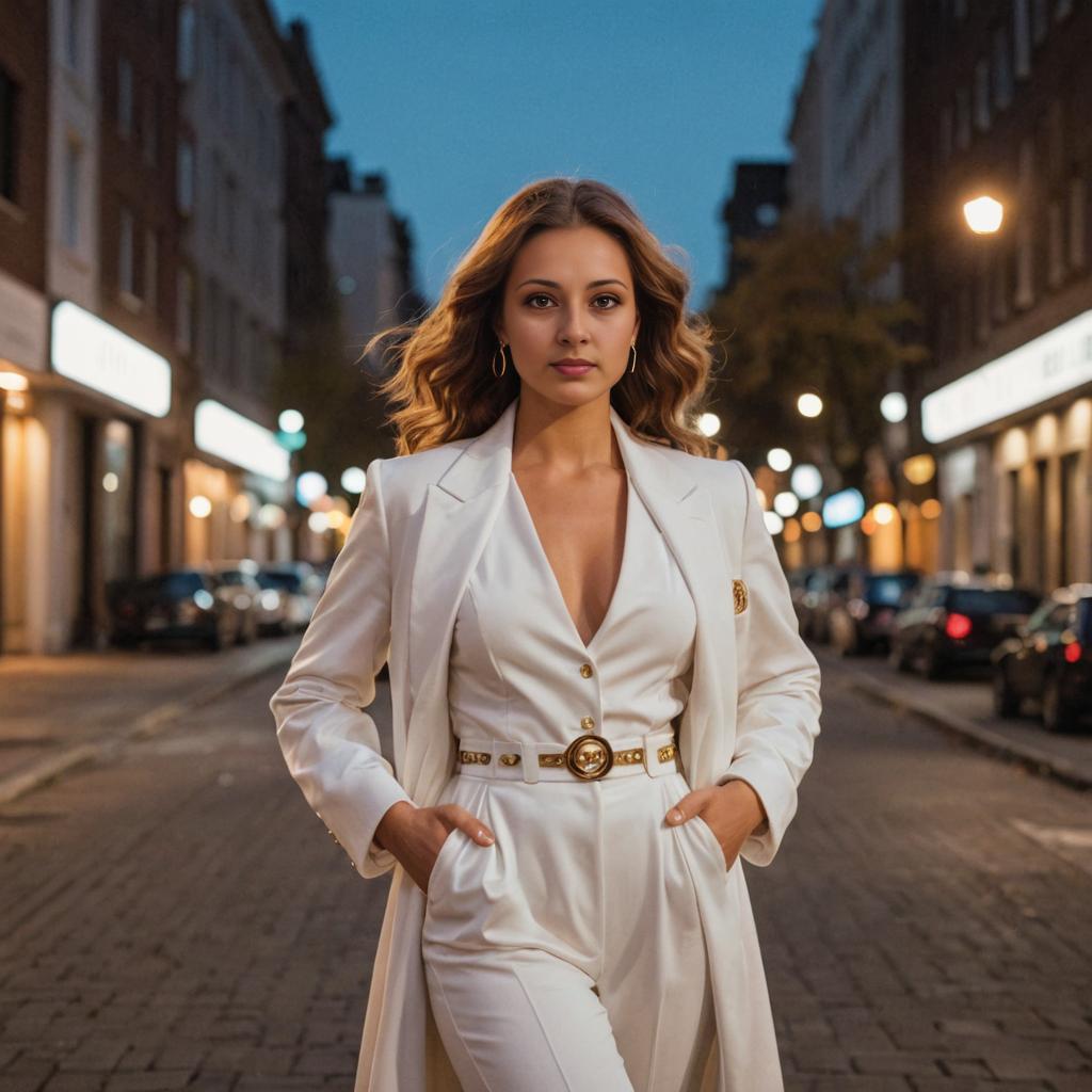 Woman in Vanessa Kensington Costume in Urban Setting