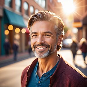 Cheerful Middle-Aged Man Outdoors