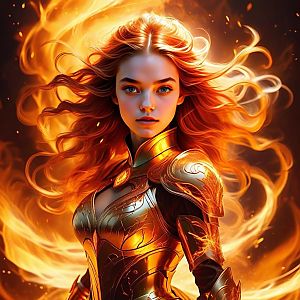 Fierce Woman Warrior in Golden Armor