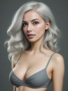 Elegant Woman with Silver Hair in Minimalistic Style