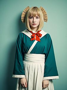 Realistic Cosplay Woman Wearing Himiko Toga Character Costume
