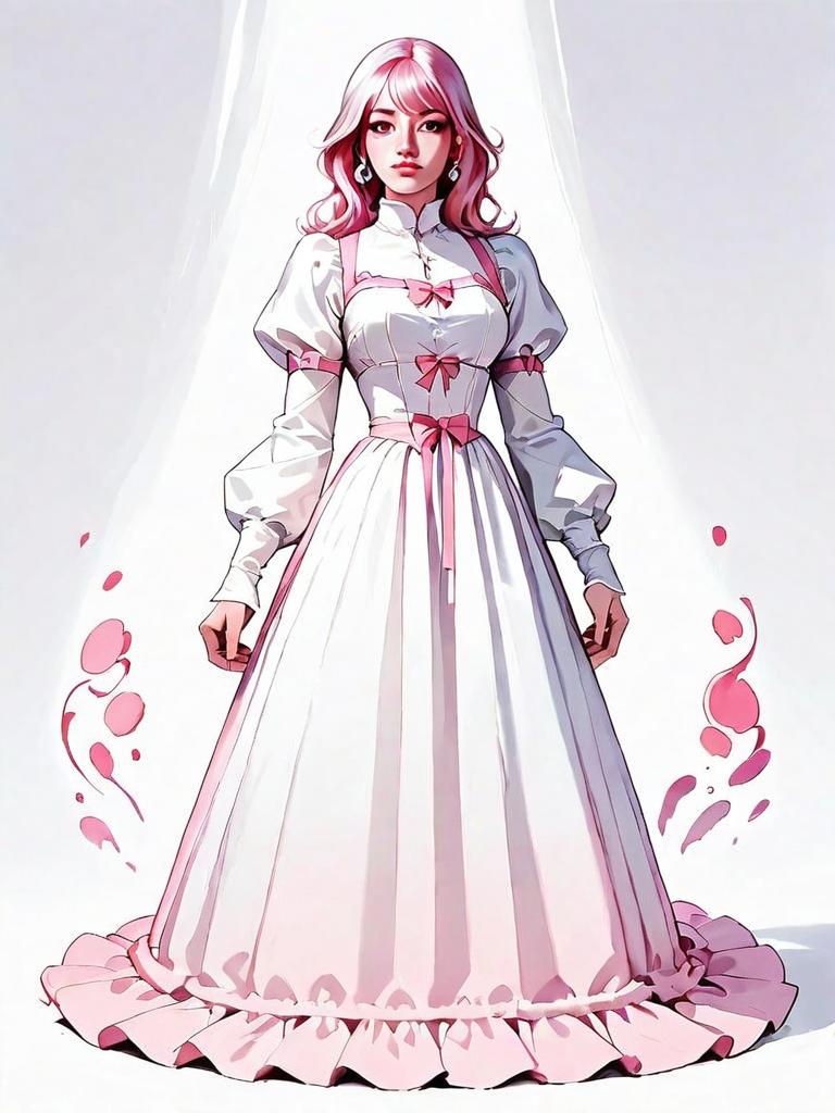 Elegant Woman in Realistic Comic Style Full Body Portrait