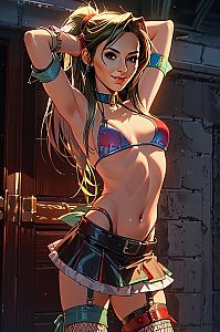 Vibrant Illustration of Confident Woman in Stylish Outfit