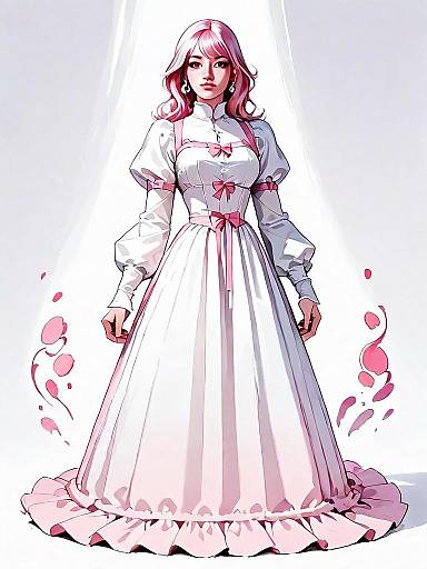 Elegant Woman in Realistic Comic Style Full Body Portrait