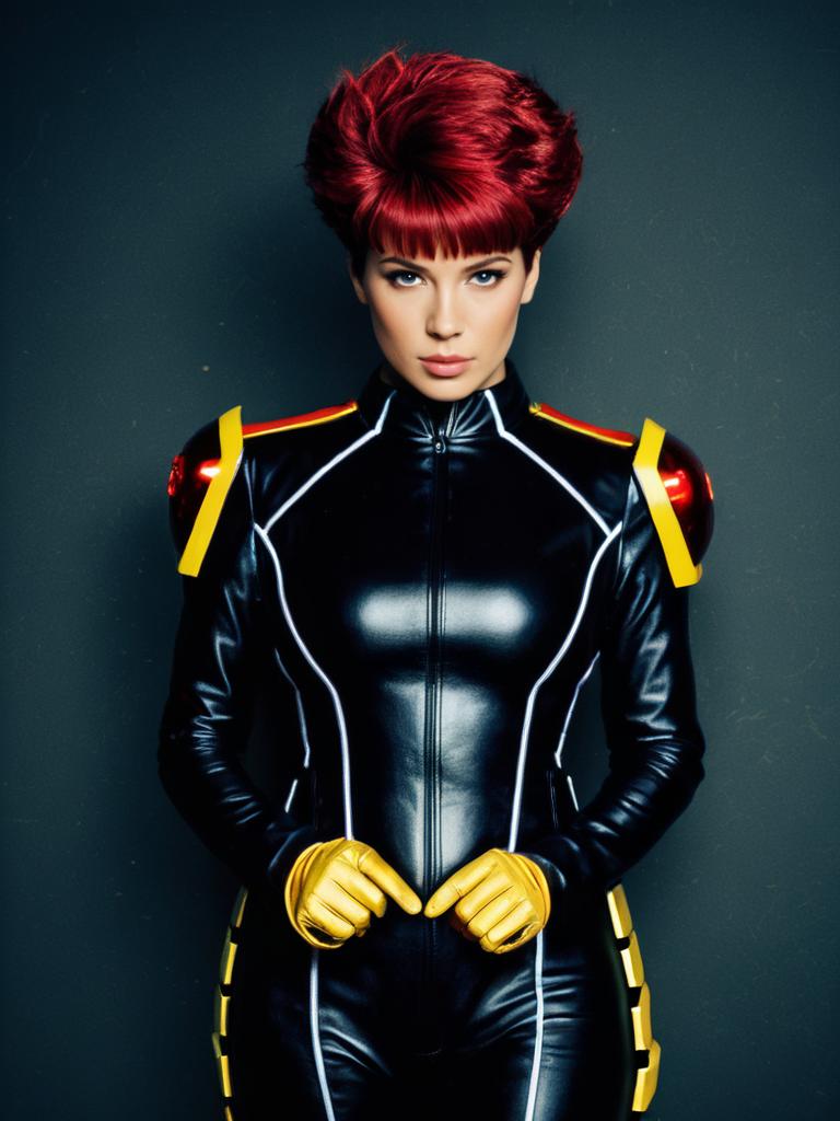 Man Cosplay Wearing Rachel Summers Costume Realistic Photo Dressed