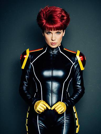 Man Cosplay Wearing Rachel Summers Costume Realistic Photo Dressed