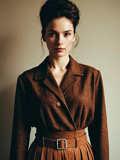 Woman in Brown Aesthetic Outfit Waist-Up Fashion Portrait