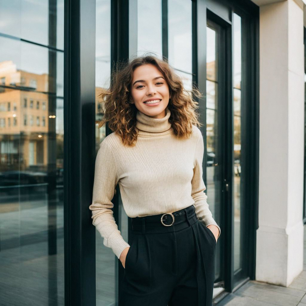 Confident Young Woman in Chic Urban Style