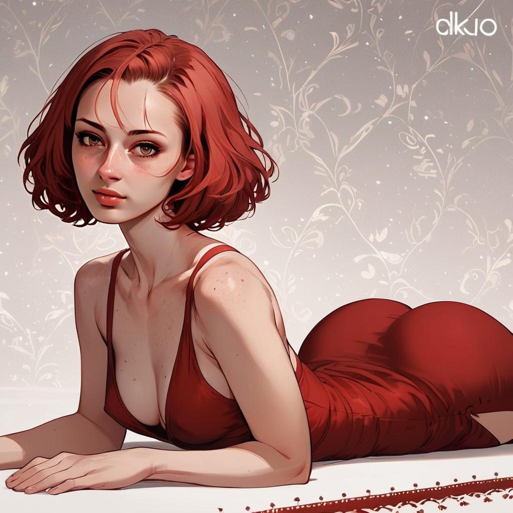 Woman with Red Hair in Dress Woman with Red Hair in Dress