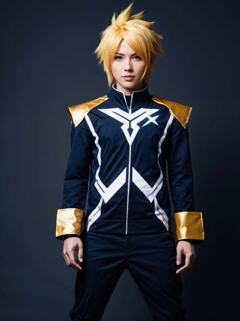 Man Cosplaying Denki Kaminari Chargebolt Costume from My Hero Academia