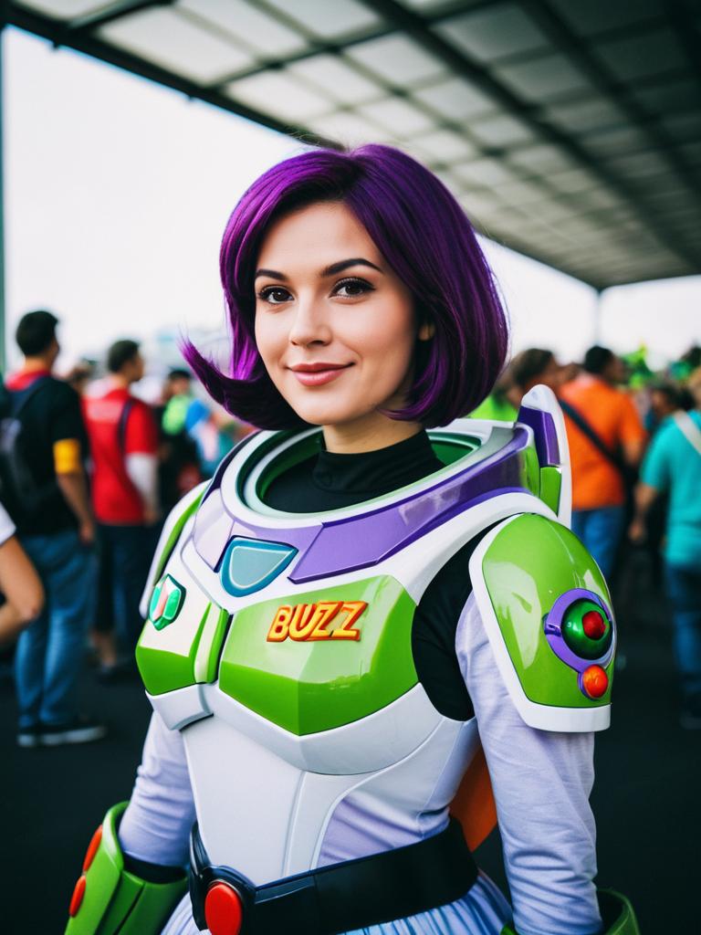 Woman in Buzz Lightyear Costume at Colorful Cosplay Festival