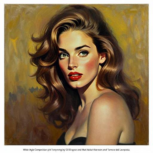 Vintage Style Portrait Painting of Woman with Flowing Hair