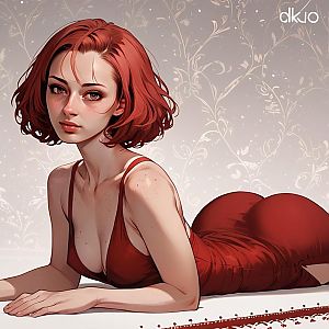 Woman with Red Hair in Dress