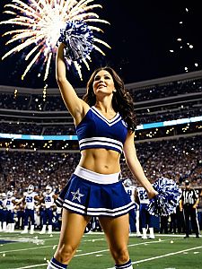 Cheerleader Performance with Fireworks