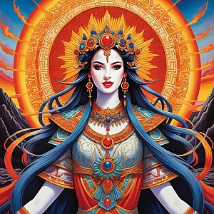Regal Woman in Ornamental Armor
