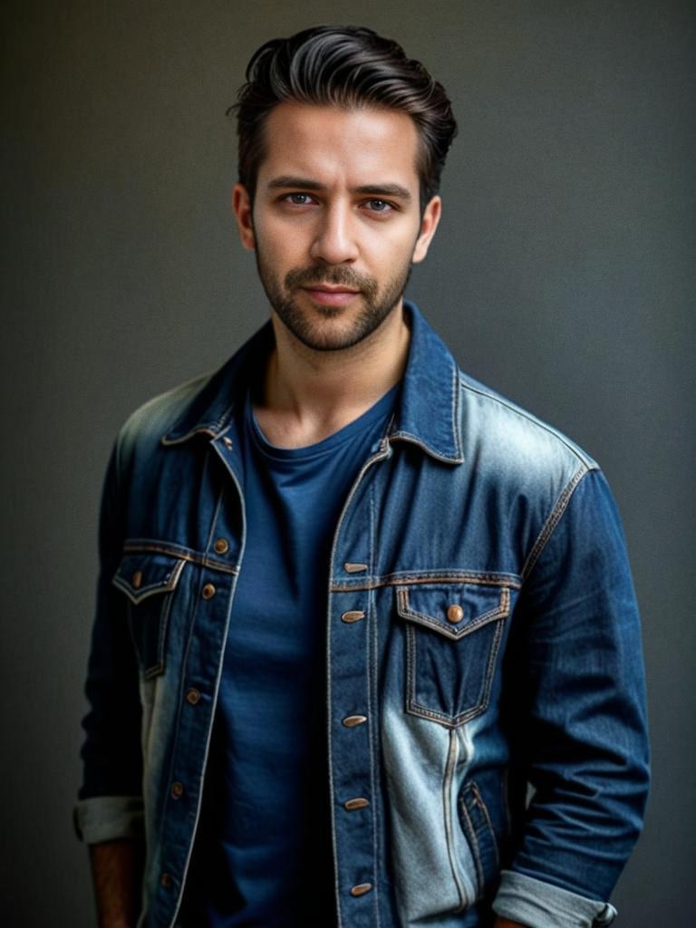 Stylish man in denim jacket