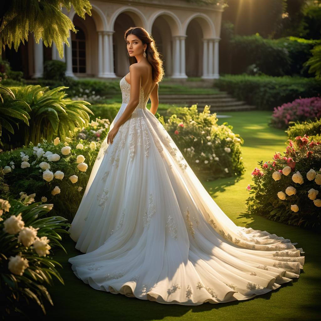 Elegant Bride in Lush Garden