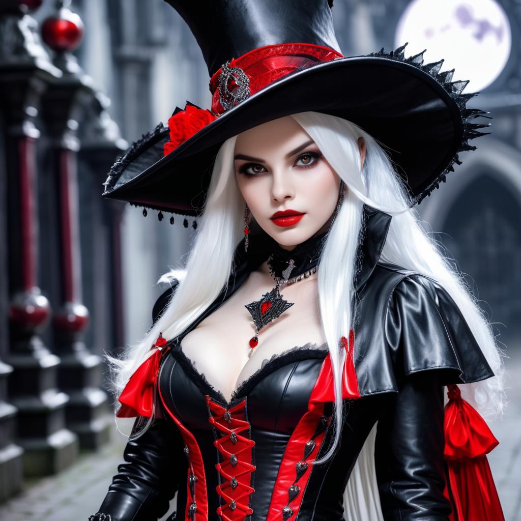 Striking Vampire Costume with Black and Red Ensemble