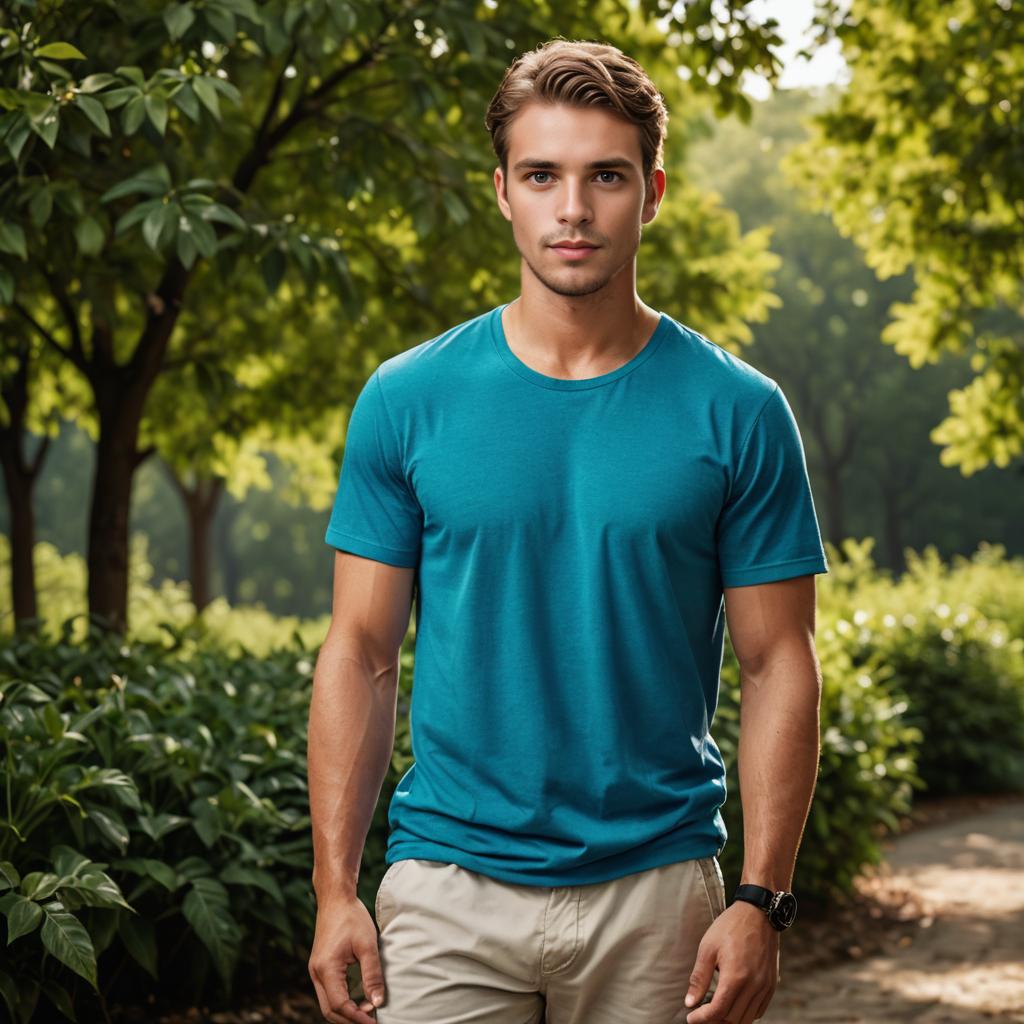 Confident Young Man in Lush Park