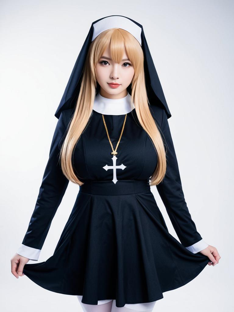 Aponia Honkai Impact Nun Cosplay Photo Realistic Portrait
