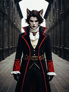 Man in Realistic Cait Sith Costume Victorian Style Cosplay